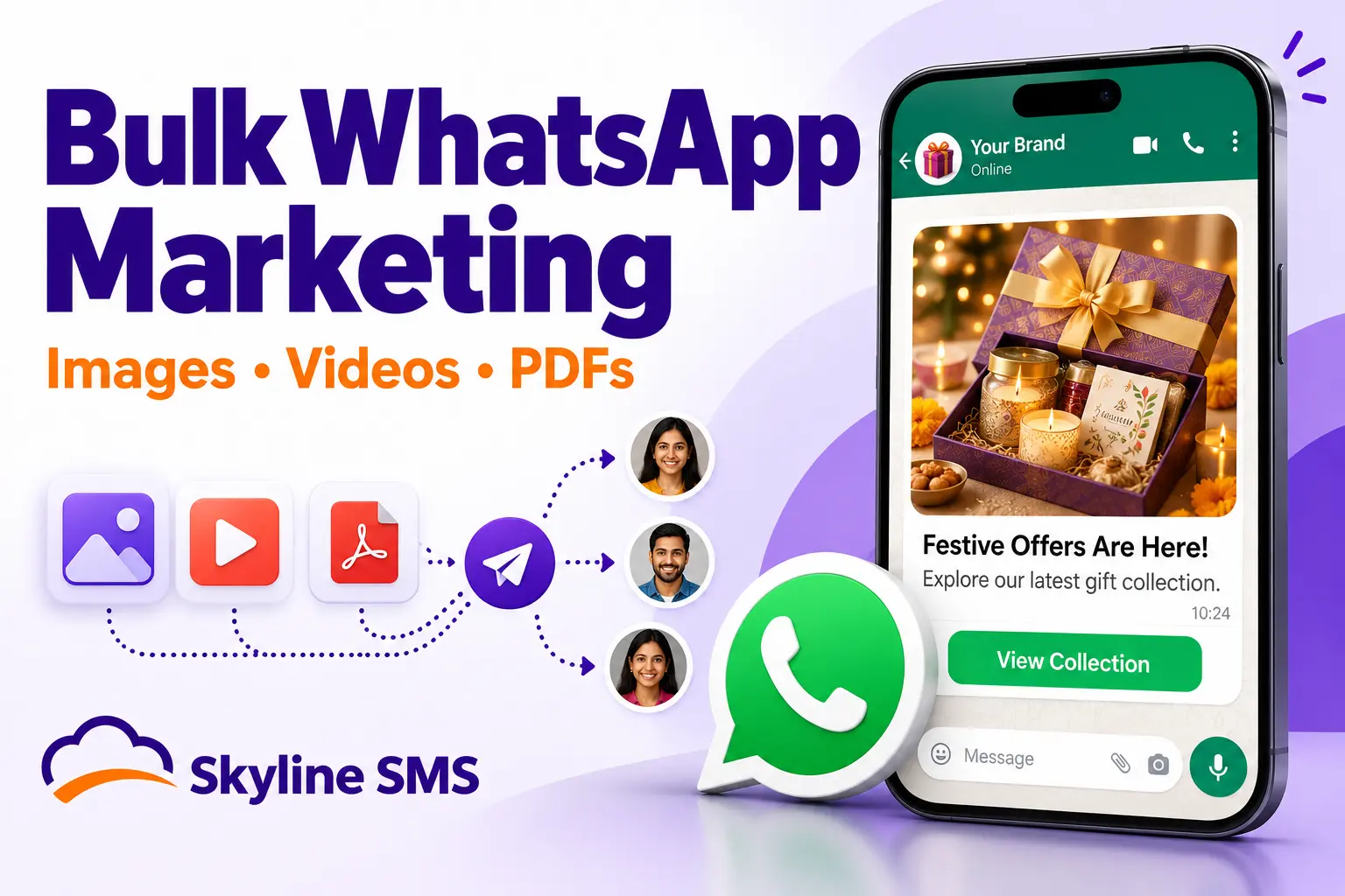 Bulk WhatsApp marketing in Jaipur with images, videos and PDFs by Skyline SMS